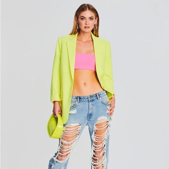 Retrofete Natal Blazer in Neon Yellow - Picture 4 of 9